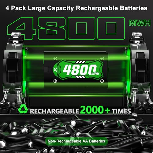 Image of Ukor Fast Charging 4x4800mWh Rechargeable Battery Pack with Charger for Xbox Controller Rechargeable Batteries Xbox for Xbox One & S & X & Elite, Xbox Series X & S