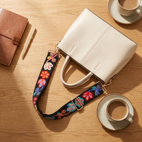 Image of Crochet Flower Purse Strap,Knit Wide Replacement Crossbody for Shoulder Strap Bag Adjustable 2inch Guitar Strap