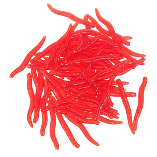 LOORGVEL 500個入り人工釣り餌ソフトワーム 魚を惹きけるリアルなシリコーンルアー 柔軟で耐久性があり淡水 海水トラウトバス用模擬ミミズ