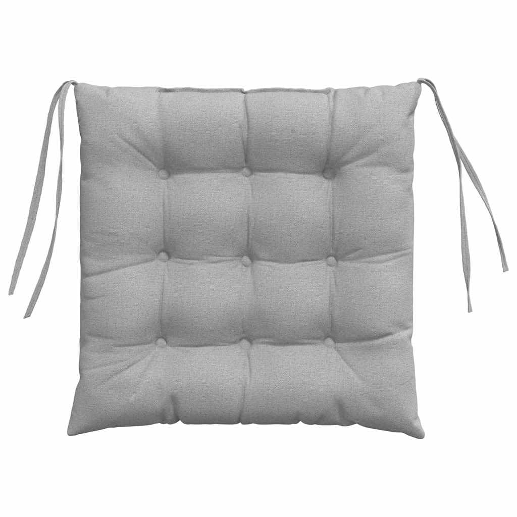 Sitzkissen 4 Stück Wolkengrau 40 x 40 x 6 cm Stoff mit rutschfesten Bändern, waschbarer Bezug für Esszimmer, Büro, Balkon, ergonomische Polsterauflage und Sitz-Erhöhung