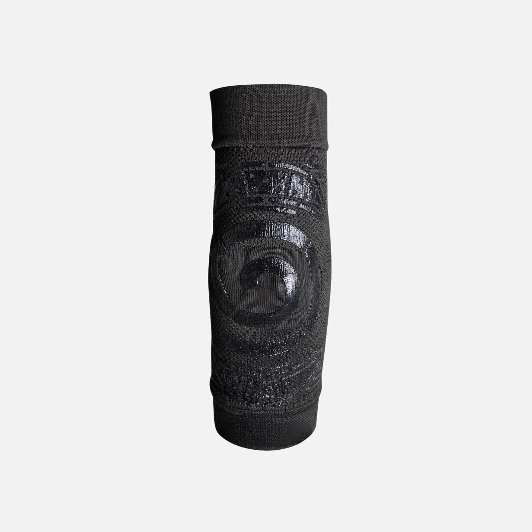 FLOKY Elbow Support gomitiera biomeccanica. Multisport. Stabilizza il gomito. Riduce le infiammazioni articolari ed il recupero. Protegge tendini e muscolatura. Design ergonomico. Nera. (L/XL)