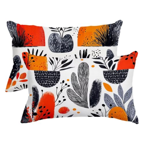Housse coussin 40x70 extérieur imperméable lot de 2 en lin