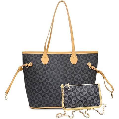 Women Tote Bag Handbags PU Leather Fashion Hobo Shoulder Bags 2pcs with Coin Purses Cover