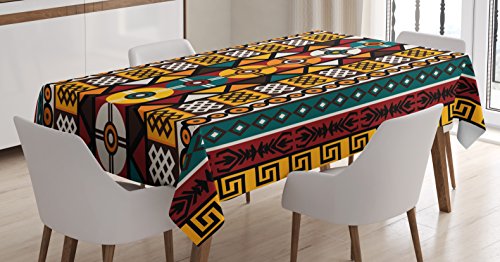 Free Shipping 🛒 Ambesonne Kente Pattern Tablecloth, Vertical Borders Inspired by Timeless Cultures Geometrical Design, Rectangular Table Cover for Dining Room Kitchen Decor, 52 X 70, Burgundy Yellow Top Brands Ambesonne Kente Pattern Tablecloth, Vertical Borders Inspired by Timeless Cultures Geometrical Design, Rectangular Table Cover for Dining Room Kitchen Decor, 52 X 70, Burgundy Yellow