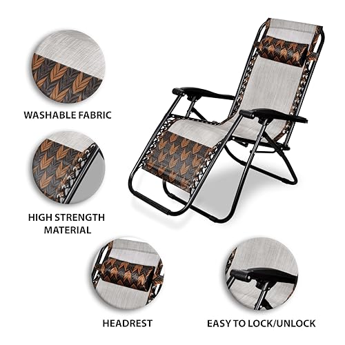 Image of STAR WORK Stainless Steel Zero Gravity Chair, Lawn Chair Recliner Lounge, Portable Camping Folding Beach Chair With Removable Pillow (Double Color, Multicolour)