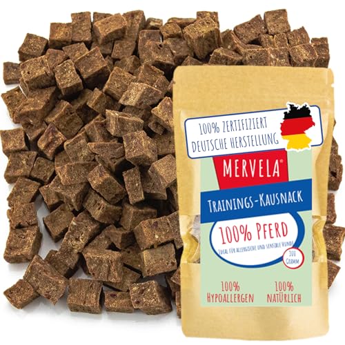 MERVELA® Leckerli Pferd | 300 g | für allergische Sensible hypoallergene Hunde | ideal für Training & Belohnung | Kausnack getreidefrei & monoprotein