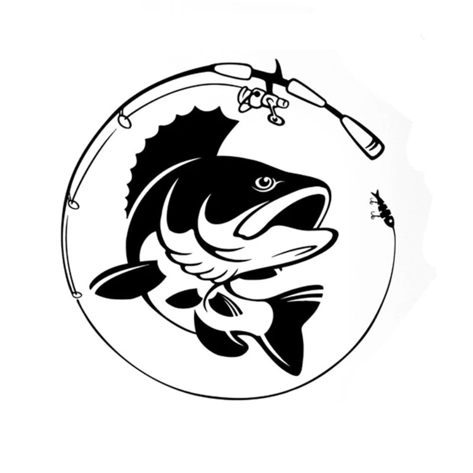 FGLFPXI 1pc Fishing Rod Fish Silhouette Flat Sticker for Car Window Truck Motorcycle Universal