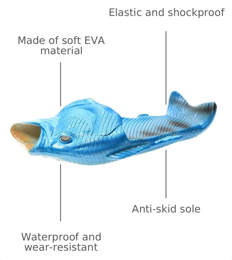 Image of BING RUI CO Fish Slippers Beach Shoes Non-Slip Sandals Creative Bass Slippers Men and Women Casual Shoe
