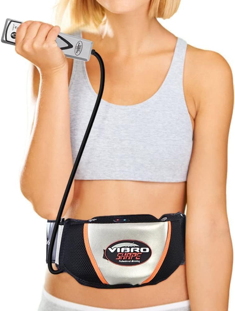 Electric Fitness Slimming Massager Waist Trimmer Belt Abdominal Belly Vibro Shape Vibrating Waist Belt for Weight Loss Fat Burning Tool Fat Burner Body Shake Remote Control, Black-image-42