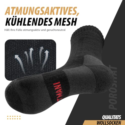 Ruixue Merino Wandersocken Herren & Damen, Outdoor Socken Trekkingsocken, Merinowolle Sportsocken Laufsocken Sneakersocken für Herren, Damen & Kinder[3 Paar]