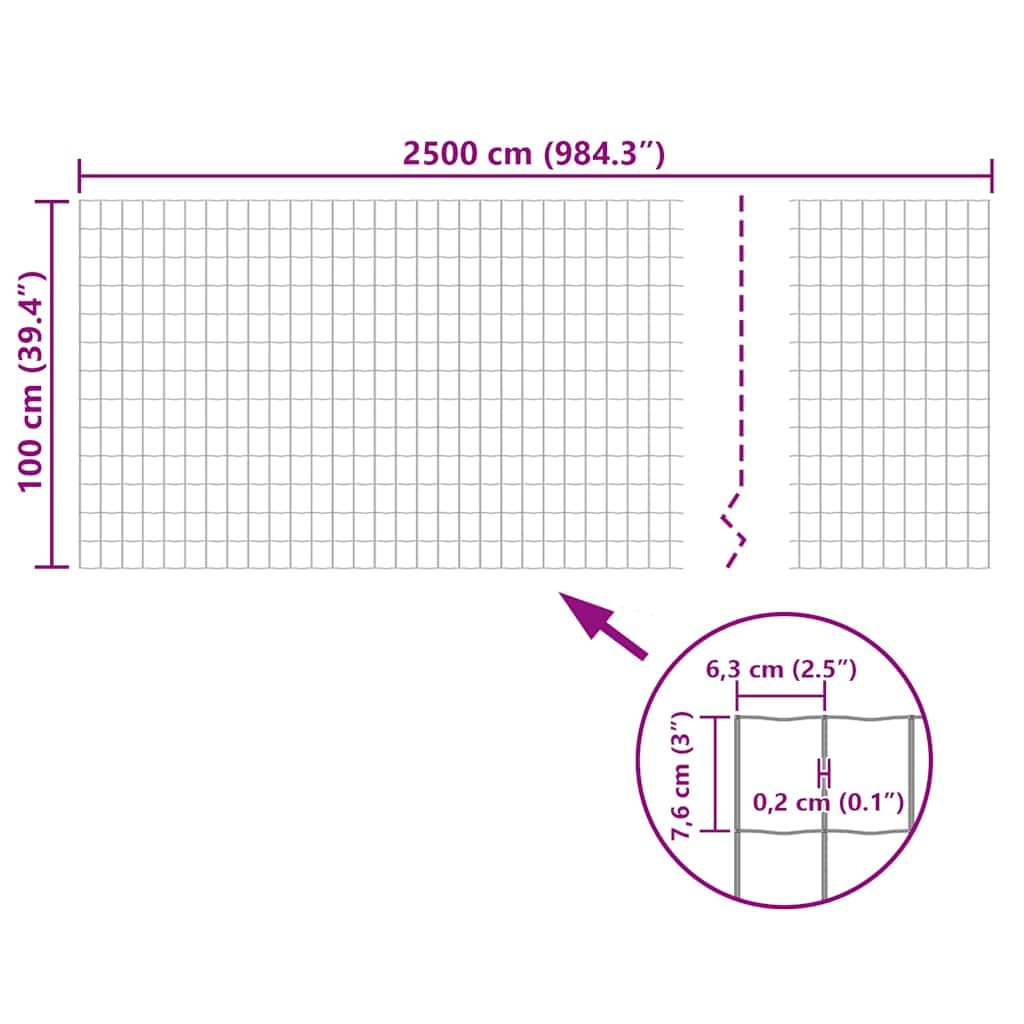 vidaXL Euro ogrodzenie, stalowe, 25 x 1,0 m, zielone