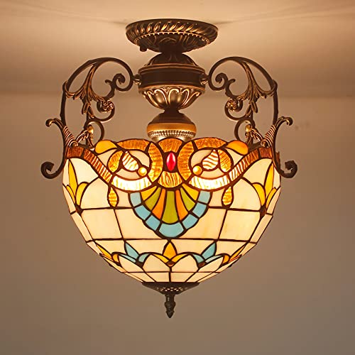 WDBZTJ Lampadari Stile Tiffany, Barocco Colorato Soffitto Lampada a Sospensione per Soggiorno Camera da Pranzo Camera da Pranzo Cucina Corridoio,30cm