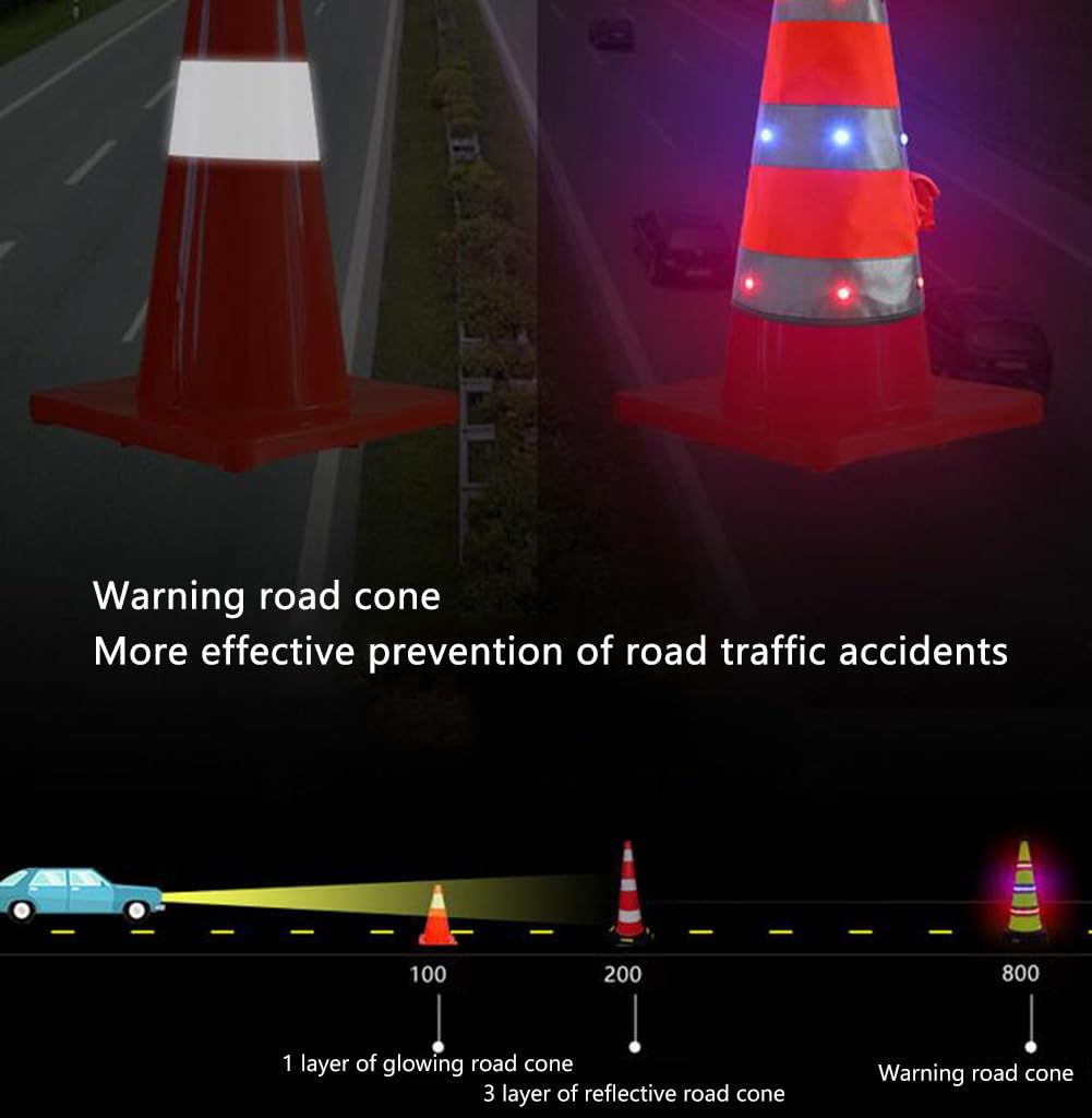 Cubierta de cono de carretera luminosa LED solar - Funda de tráfico reflectante de alta visibilidad for uso en exteriores - 1 pieza(Big)