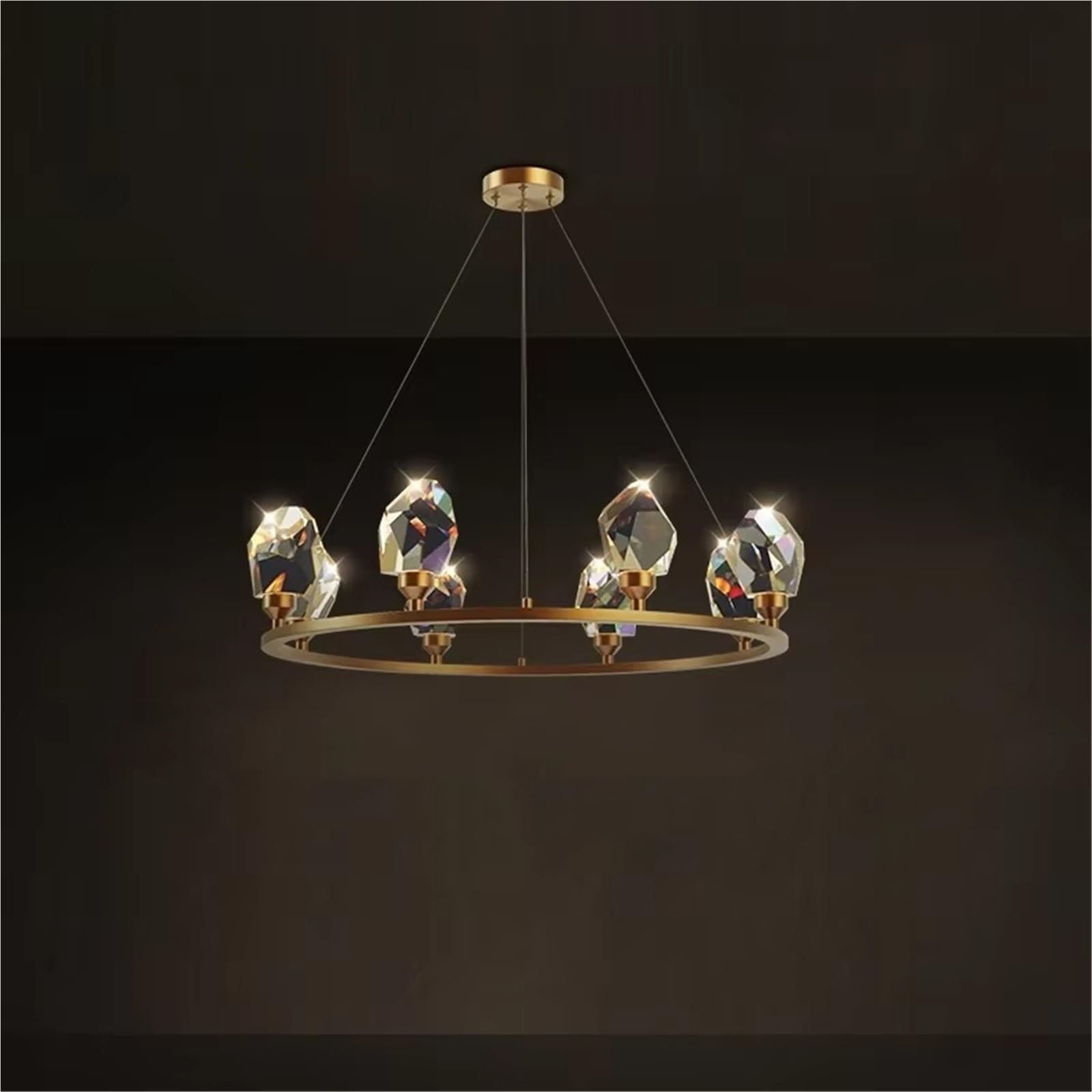 ASerZenith Led Copper Crystal Designer Ceiling Chandelier Foyer Bedroom Ceiling Lights(3Colors Lamp-8 Heads)