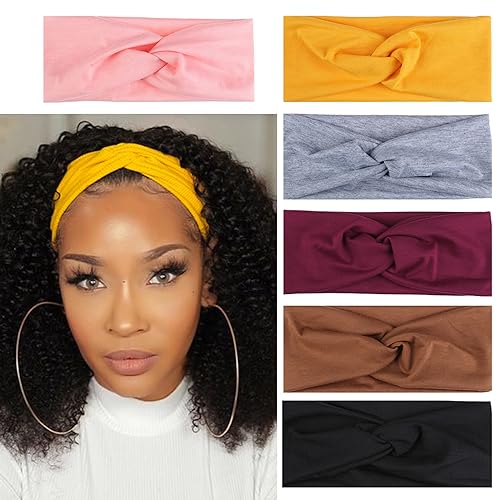 Image of Kachanaa 6 Pcs Non-Slip Headbands for Women,Boho Hair Bands Soft Cross Elastic Head Bands Hair Accessories,Wear for Yoga Working Out Travel or Running