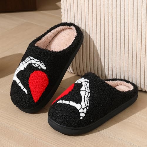 Halloween Spooky Ghost Pattern Cotton Slippers,Y2K Plush Warm Slippers Cozy Warm Plush Slip-On House Indoor and Outdoor Shoes3