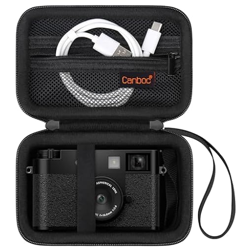 Canboc Funda de Transporte cámara compacta FUJIFILM X Half Premium, Bolsa para cámara Digital FUJIFILM X-HF1, Bolsillo de Malla para Cable USB, Negro (Solo Funda) | Ya disponible en tu tienda friki favorita! En mundofriki.es!