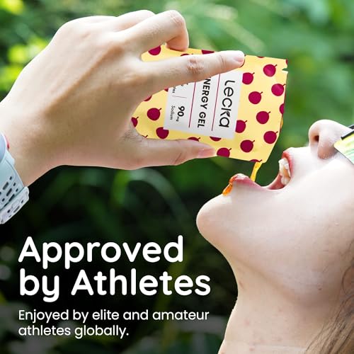 Image of Lecka Energy Gel Passion Fruit - 27g Carbs & 90mg Sodium - Real Fruit, No Maltodextrin, Vegan, Gluten-Free - Running and Triathlon Fuel (24 Pack)