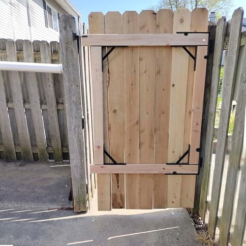 Image of Anti Sag Gate Frame Kit Heavy Duty Gate Corner Brace Bracket with a Self-Locking Gate Latch Gate Kits for Wooden Fence Garden Wooden Driveway Gates Shed Doors Corral Gates 2 Sets