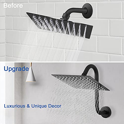 NearMoon S Shaped Shower Head Riser Arm, Shower Extender Arm with Flange, Standard 1/2" Connection- Bathroom Accessory, 10 Inch (2 Pack, Matte Black) by NearMoon - Used condition - Image 7