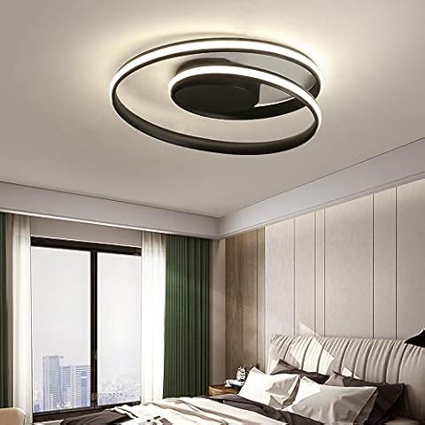 LED Ceiling Light Creative Spiral Ceiling Lamp Acrylic Aluminium Lampshade Modern Elegant Matt Ceiling Light Living Room Dimmable 3000 K ~ 6000 K [Energy Class A ++] (Black, 46 cm in Diameter) Cover
