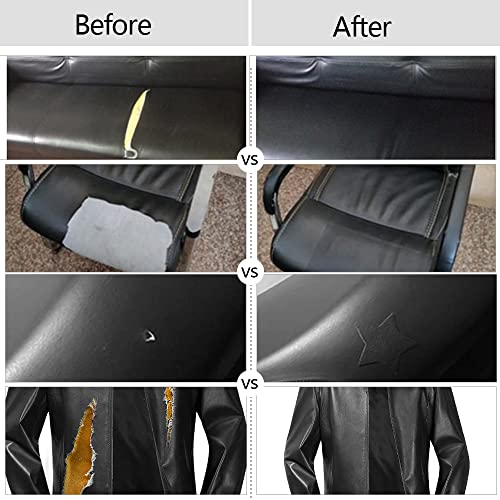 Simili Cuir Autocollant, 40 x 150 cm Kit Reparation Cuir, Patch Auto-adhésif Rénovation,pour Canapés, Sacs à Main, Vestes, Sièges de Voiture, Noir – vue 7