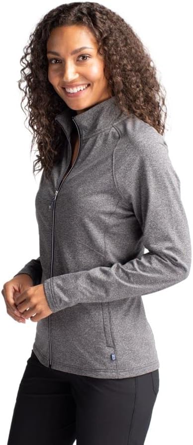 Cutter & Buck Ladie's Adapt Eco Knit Heather Recycled Womens Full Zip - Image 5