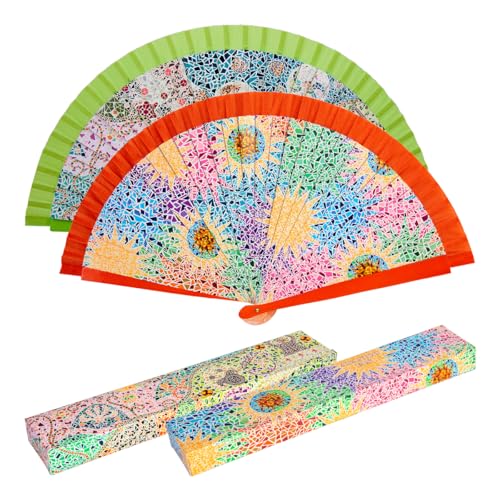 PracticDomus Confezione di ventagli pieghevoli da 23 cm in legno stampato. Ideale come regalo, Gaudi, L