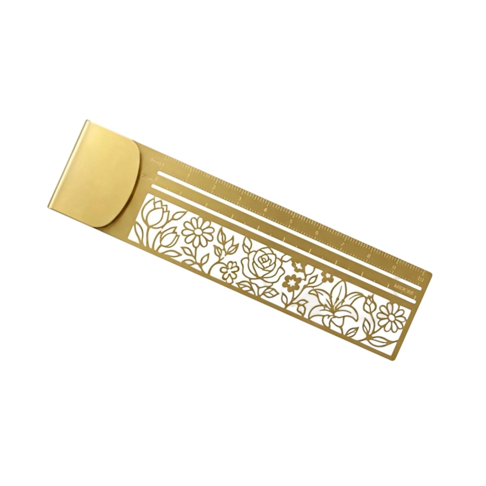 Metal Bookmark Ruler, 2-in-1 Cute Hollow Cat Pattern Stencil Brass Ruler