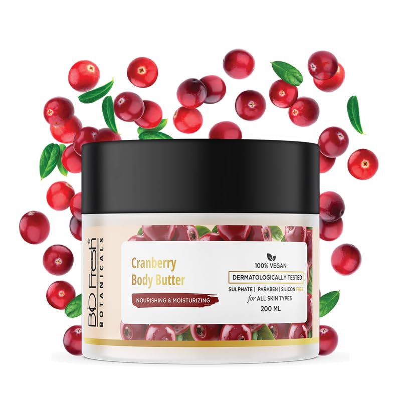 BIOFRESH BOTANICALS Cranberry Body Butter - 200ml Nourishing & Moisturizing Body Cream with Vitamin C, Aloe, Murumuru Butter & Vitamin E Hydrating Butter Cream for Dry Cracked Skin Anti-Aging Skincare-image-34