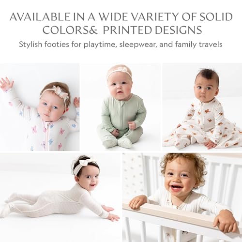 Image of Bamboo Little Soft Baby Footie Pajamas, Baby Clothes, Newborn Sleepers, 95% Viscose and 5% Spandex, 0-24 Months