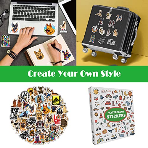 Deutsche Schäferhund Aufkleber, Wasserdicht Vinyl German Shepherd Dog Hund Sticker für Laptop Wasserflasche Skateboard Fahrrad Helmet Gitarre Reisekoffer Gepäck Möbel Scrapbook Handyhülle [100 Stück]
