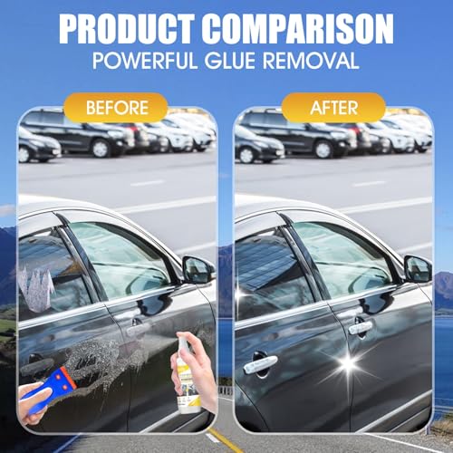 Miioto Klebereste Entferner Auto, Sekundenkleber Entferner, Klebstoffentferner Extra Stark, Schaber X10, Klebereste Entferner Fensterrahmen, Etikettenentferner, Entfernen sie Hartnäckige Tags, 100ml