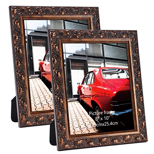 Mebrudy 8X10 Picture Frames Set Of 2, Vintage Antique Photo Frames For Wall Mount Or Table Top, Brown #TOP9