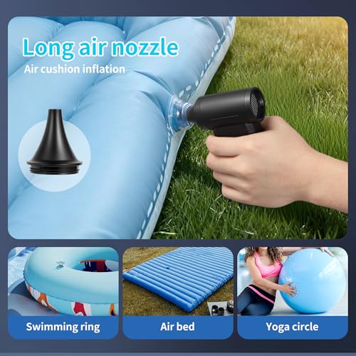 Image of Electric Air Duster & Vacuum Cleaner, 130000 High-RPM Brushless Motor, Compressed Air Blower, Cordless with Inflating, Battery Powered, 15-Piece PC Cleaning Kit for Leaves, Cars, Computers, Office