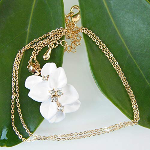 Conjunto Navachi de collar y pendientes de cristal esmaltado multicolor con oro blanco 6