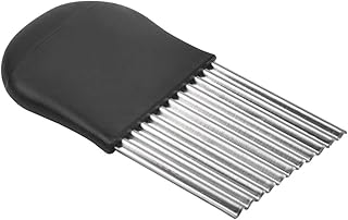 POKIENE Taglia Pasta, Coltello a Lama ad Onda, Affettatrice per Patatine Fritte, Coltello per Affettare Patate, Taglia Verdure in Acciaio Inossidabile per Patatine Verdura, Carota, Cipolla, Cetriolo