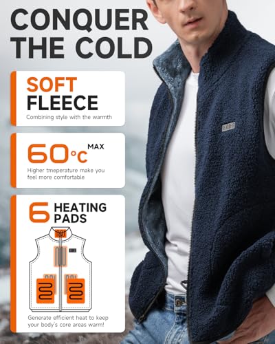 LABCOOL Polar Fleece Heated Vest USB Rechargeable With 10000mAh Battery pack，3 Heat Levels Washable electric Vest2