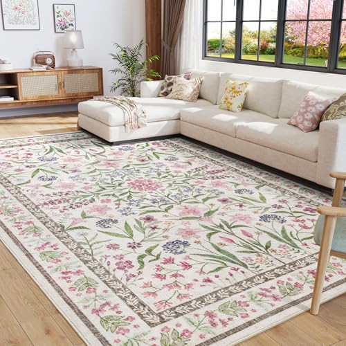 Tapete floral Amearea 6x9 pies rosa baja pila miniatura 4