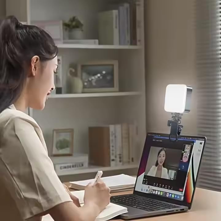 Image of LED Pocket Video Mobile Light RGB Rechargeable Camera Fill with Adjustable Brightness & Color Temperature | Clip-On Vlogging for Mobile Phone, DSLR, Camera, Laptop & Live Streaming