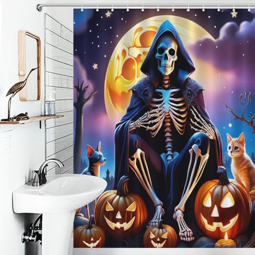 Rideau de douche squelette imperméable 140x183 cm anti éclaboussures - 6