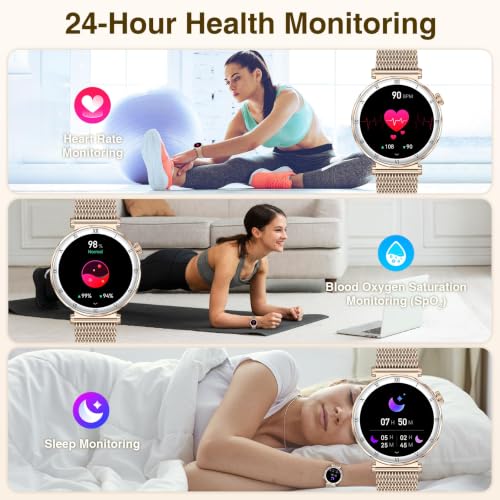 Image of Smart Watches for Women (Answer /Make Calls),1.19 inch AMOLED Slim Smartwatch with Heart Rate /Sleep Monitor,120+ Sport Modes Fitness Tracker with Bluetooth for iOS /Android Rose Gold