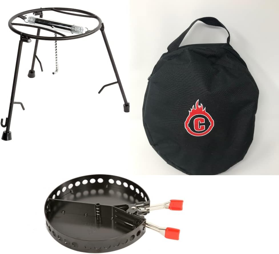 CampMaid Charcoal Holder & Lid LIfter - Dutch Oven Tools Set - Charcoal Holder & Cast Iron Grill Accessories - Camping Grill Set - Outdoor Cooking Essentials - Camp Kitchen Equipment - (2 Piece Set)