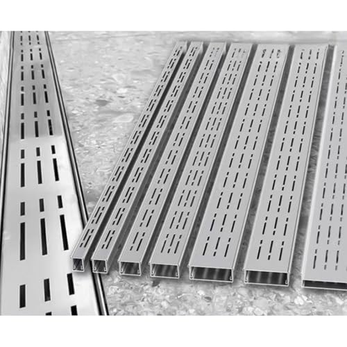Canaleta Desague con Rejilla Sistema de Drenaje Lineal del Foso, Desagüe Canal con Rejilla de Acero Inoxidable, Drenaje de Coladores Agua Lluvia for Jardín Gara(H3*W10CM/H1.18*W3.94IN)