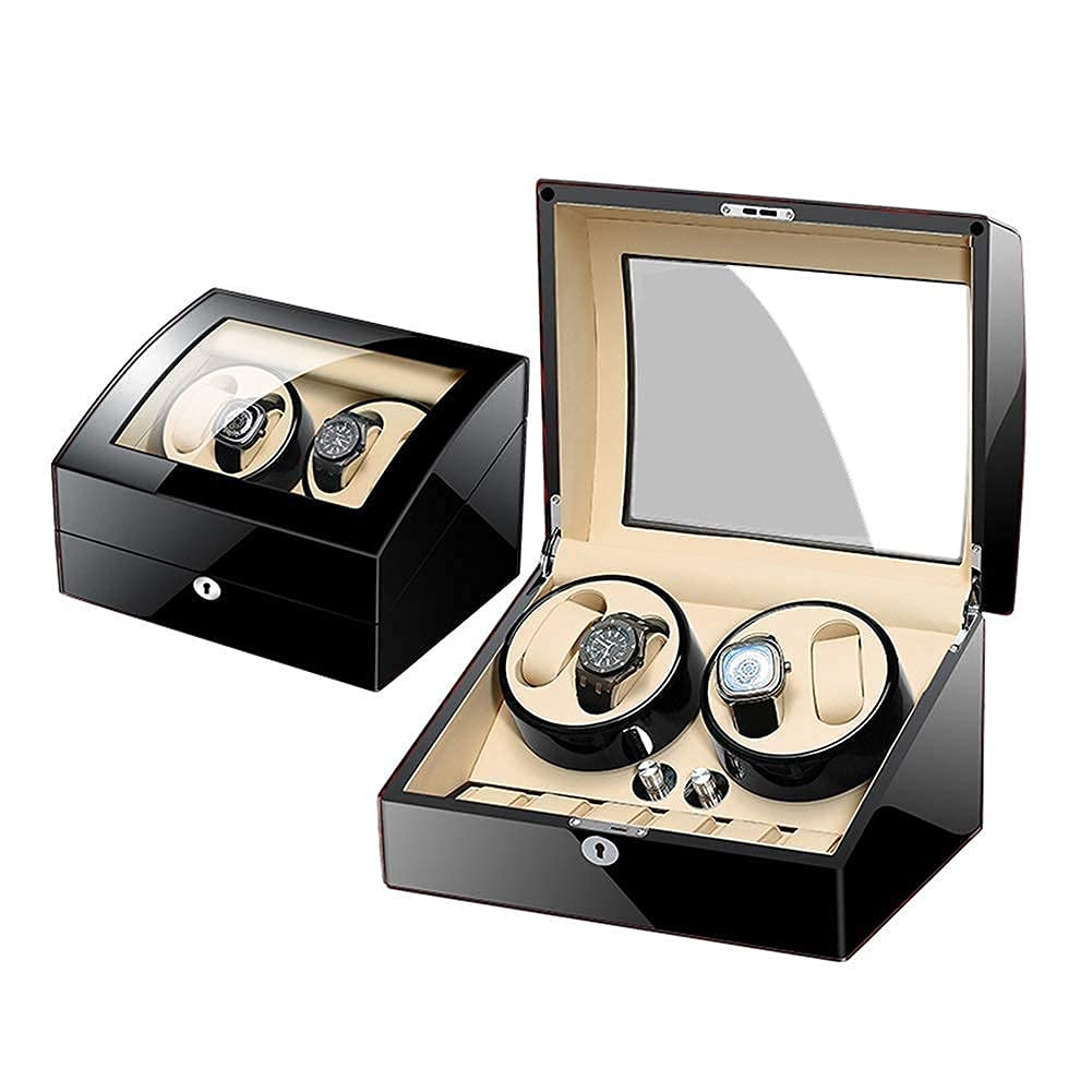 Caricatore Automatico per Orologi 4+6, Scatola Carica Orologi, Doppia Alimentazione, Esterno Verniciato a Pianoforte, Motore Silenzioso, Cuscino Flessibile per Orologi, espositore