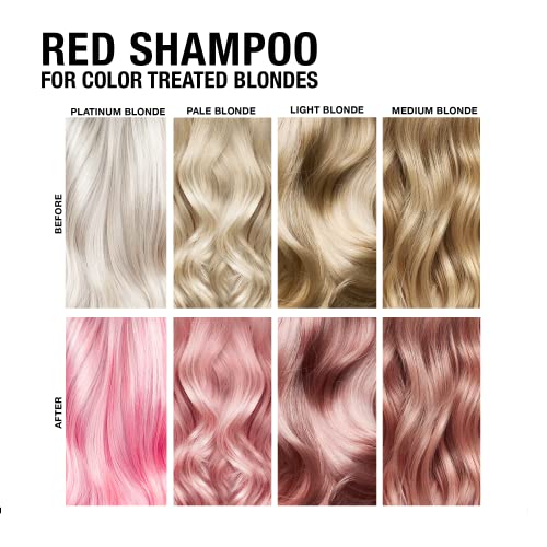 Pure Blends Red Hydrating Color Depositing Shampoo Brighten & Tone Color Faded Hair Semi Permanent Hair Dye Prevents Color Fade Extend Color Service On Color Treated Hair 8.5 Oz. #TOP3