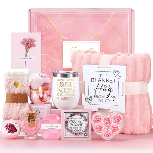 Birthday Pamper Gifts for Women, Luxury Hug in a Box Self Care package for Her Relaxation Spa Gifts Sets, Wellbeing Get Well Soon Hamper Gifts Ideas for Women Best Friend Bestie Sister