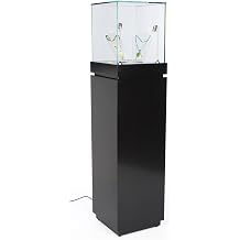Displays2go 64" Glass Showcase with Pull-Out Drawer, Black