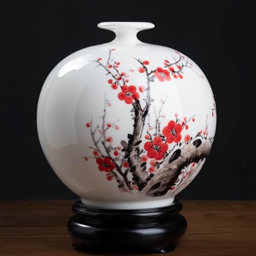 LMMDDP - Florero chino pintado a mano con diseño de flor de ciruelo, decoración de cerámica