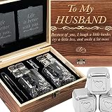 Anniversary Gi fts for Him | Men | Husband - Whiskey Glass Set Engraved 'To My Husband' Husband Gifts for Birthday | Wedding Anniversary | Husband Love |